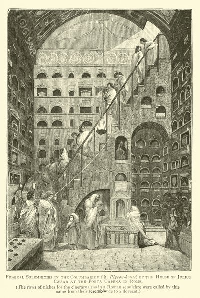 Pohřební slavnosti v kolumbáriu (osvětleném holubníku) rodu Julia Caesara v Porta Capena v Římě od English School