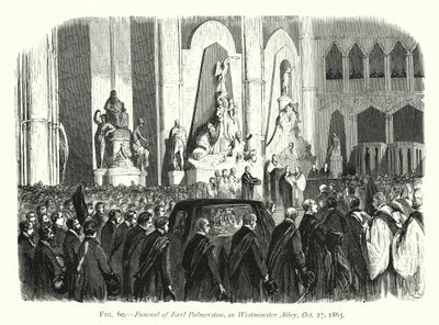 Pohřeb Earla Palmerstona, ve Westminsterském opatství, 27. října 1865 (rytina) od English School