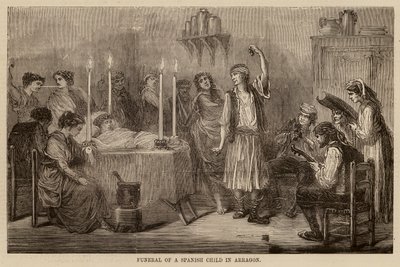 Pohřeb španělského dítěte v Arragonu (rytina) od English School