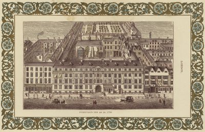 Furnivals Inn jako v roce 1750 (barevné rytí) od English School