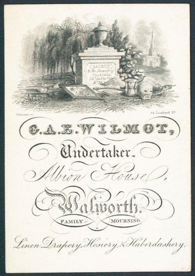 G A E Wilmot, pohřební ústav, živnostenský list od English School
