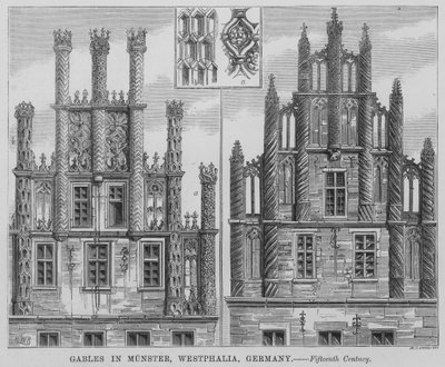 Gables v Munster, Westphalia, Německo (rytina) od English School