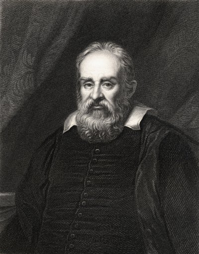 Galileo Galilei (1564-1642) z Galerie portrétů, publikoval 1833 od English School