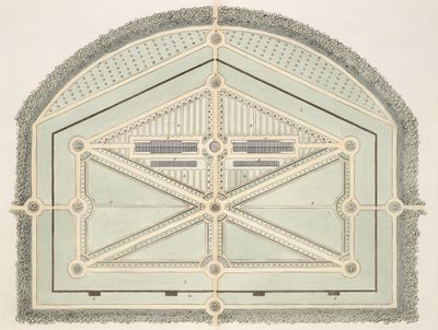Zahrada ve starém francouzském stylu, z Tipy na formování zahrad a rekreačních areálů od Johna Claudia Loudona (1783-1843) vydané 1812 od English School