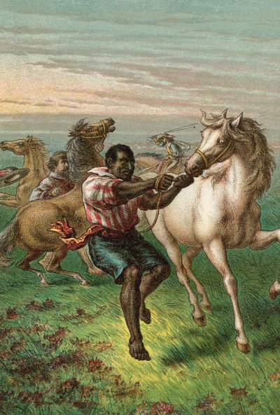 Garibaldiho vojáci lámající divoké koně od English School