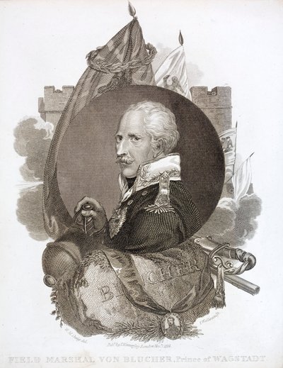 Gebhard von Blucher, pruský polní maršál (rytina) od English School