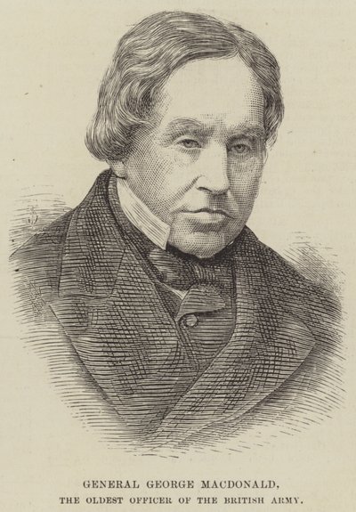 Generál George MacDonald, nejstarší důstojník britské armády (rytina) od English School
