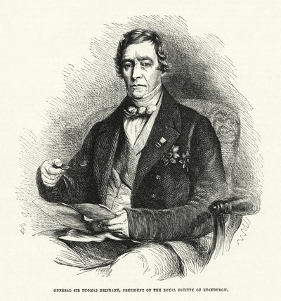 Generál Sir Thomas Brisbane, prezident Royal Society of Edinburgh (rytina) od English School