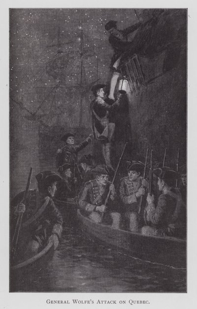Útok generála Wolfa na Quebec (litho) od English School