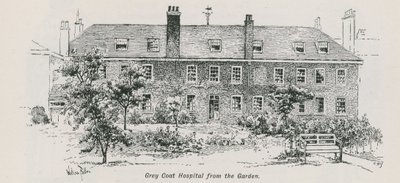 Celkový pohled na nemocnici Grey Coat Hospital ze zahrady od English School