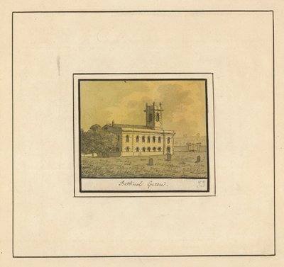 Celkový pohled na kostel v Bethnal Green (inkoust na papíře) od English School