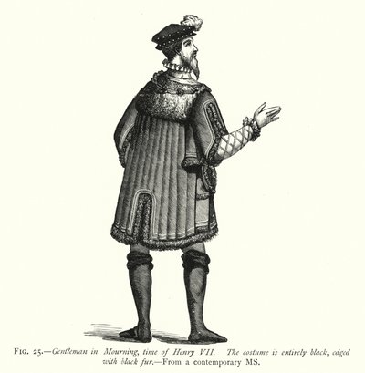 Gentleman in Mourning, doba Jindřicha VII. (rytina) od English School