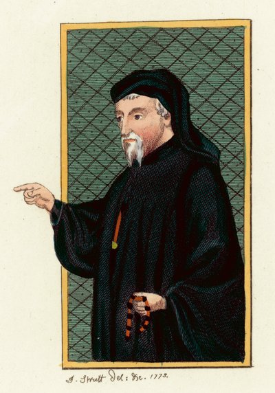 Geoffrey Chaucer (barevná rytina) od English School