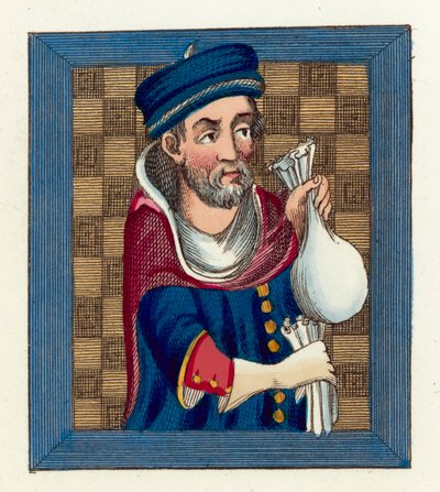 Geoffry De Lucy (barevná rytina) od English School