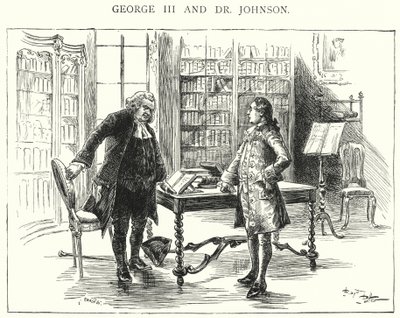 George III a Dr Johnson (rytina) od English School