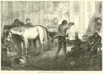 Němečtí vojáci ve francouzském zámku, září 1870 od English School