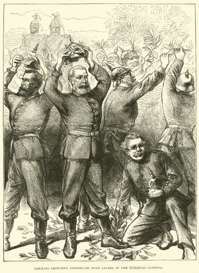 Němci se korunují Laurel v Tuileries Gardens, březen 1871 od English School