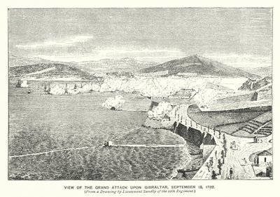 Gibraltar: Pohled na Velký útok na Gibraltar od English School