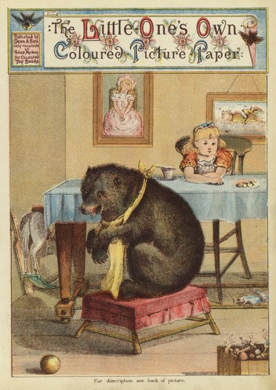 Dívka u stolu s medvědem (chromolitho) od English School