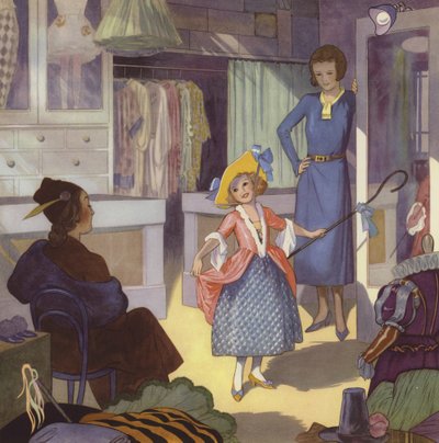 Dívka převlečená za Little Bo Peep (barevná litografie) od English School