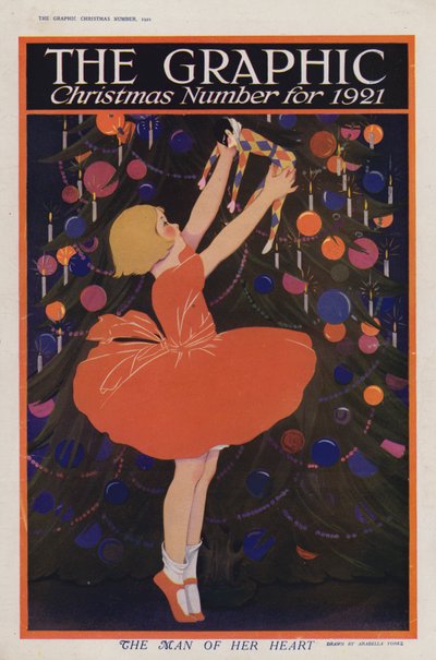Dívka visící harlekýnovou dekoraci na vánoční stromeček (barva litho) od English School
