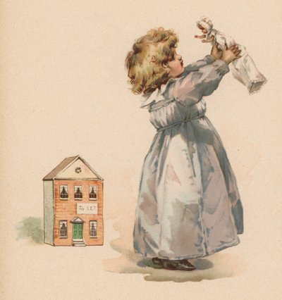 Dívka s panenkou (chromolitho) od English School