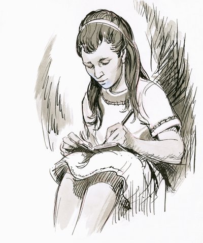 Dívka psaní od English School