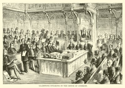 Gladstone spricht im Unterhaus von English School