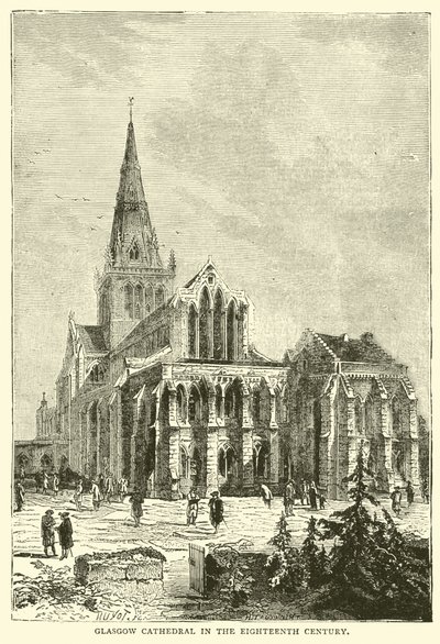 Glasgowská katedrála v osmnáctém století od English School