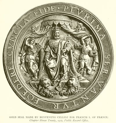 Zlatá pečeť vyrobená Benvenuto Cellini pro Františka I. Francie od English School