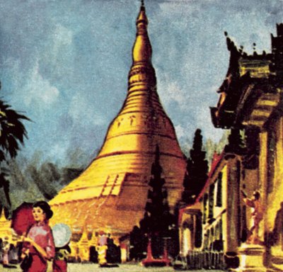 Zlatá pagoda v Rangúnu od English School