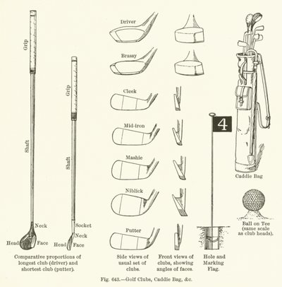 Golfové hole, taška Caddy atd od English School