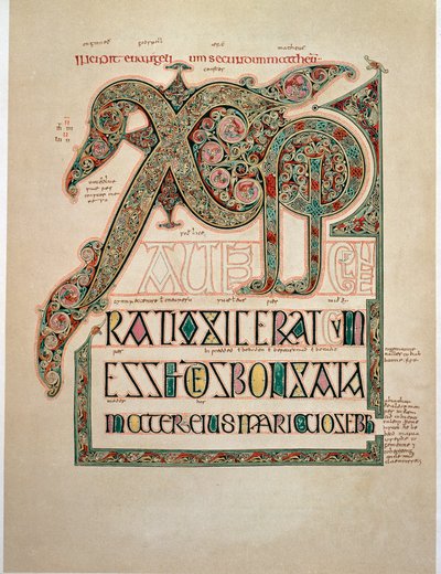Evangelium podle svatého Matouše, strana druhého incipitu (1 od English School
