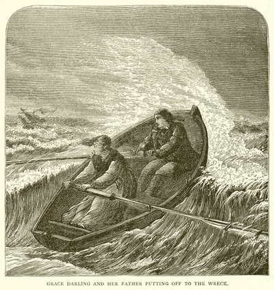 Grace Darling a její otec odjíždějící do vraku od English School