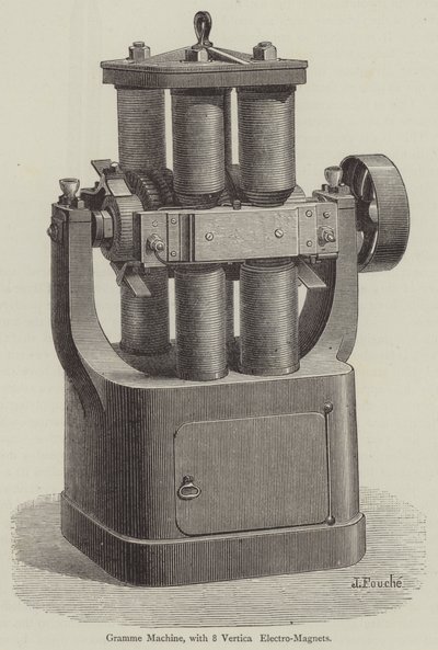 Gramme Machine, s 8 vertikálními elektromagnety (gravírování) od English School