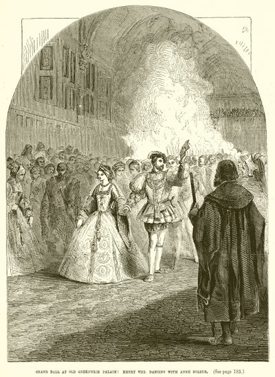 Velký ples ve Starém Greenwichském paláci: Jindřich VIII. tančí s Anne Boleyn od English School