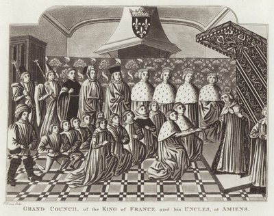 Velká rada francouzského krále a jeho strýců v Amiens od English School