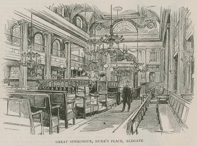 Velká synagoga, Dukes Place, Aldgate, Londýn od English School