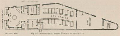 Půdorys Holland Park Dairy před odstraněním stánků od English School