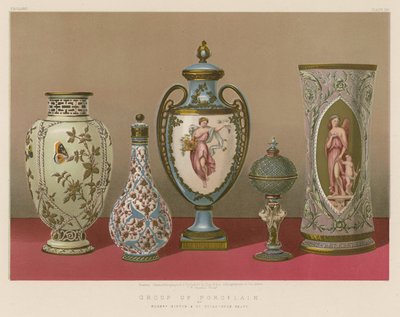 Skupina porcelánu od pánů Mintona a spol., Stoke-upon-Trent od English School