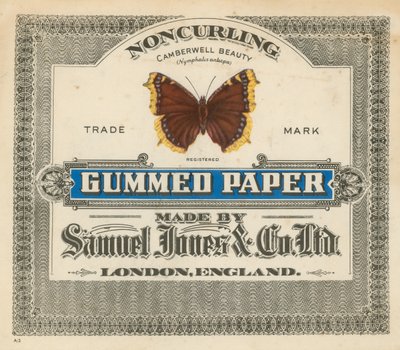 Gumovaný papír, vyrobený společností Samuel Jones & Co Ltd, Londýn od English School