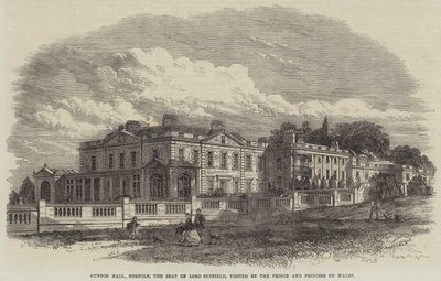 Gunton Hall, Norfolk, sídlo lorda Suffielda, které navštívili princ a princezna z Walesu (rytina) od English School