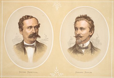 Gustav Nachtigal a Gerard Rohlfs, ilustrace z Obrazového vydání života a objevů Davida Livingstona od J. Ewinga Richieho, nakl. od A. Fullarton & Co., 1876 od English School