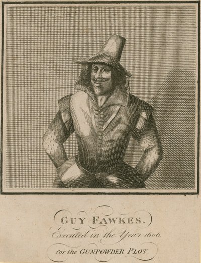 Guy Fawkes, popravený v roce 1606 za spiknutí střelného prachu od English School
