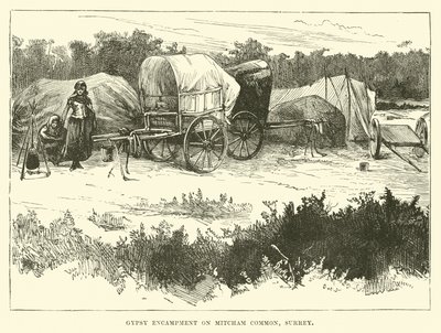 Cikánský tábor na Mitcham Common, Surrey od English School