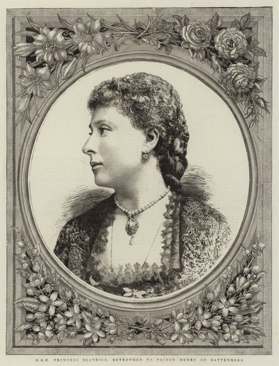 H R H Princezna Beatrice, zasnoubená s princem Jindřichem z Battenbergu (rytina) od English School