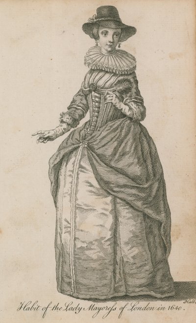 Zvyk lady Mayoress z Londýna v roce 1640 od English School