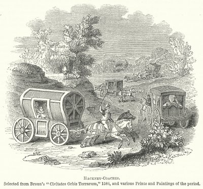 Kočáry Hackney (rytina) od English School