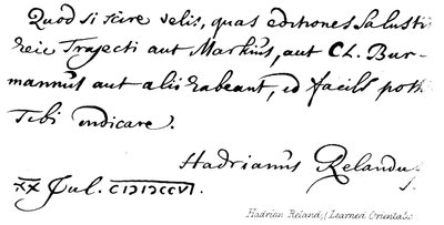 Hadrian Reland, (naučený orientaliso) od English School