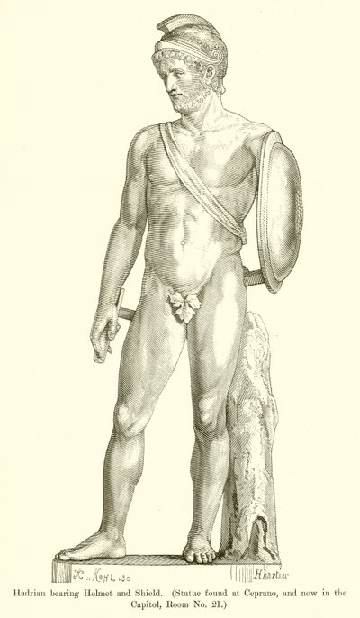 Hadrian s helmou a štítem od English School